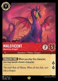 Maleficent - Monstrous Dragon 113 – The First Chapter, Lorcana card (English)