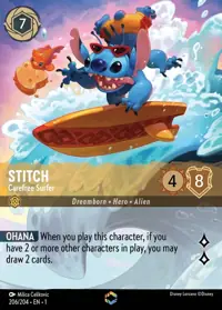 Stitch - Carefree Surfer 206/204 – The First Chapter, Lorcana card (English)