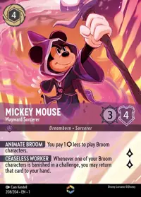 Mickey Mouse - Wayward Sorcerer 208/204 – The First Chapter, Lorcana card (English)