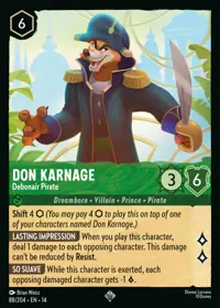 Don Karnage - Debonair Pirate 088 – Hyperia City, Lorcana card (English)
