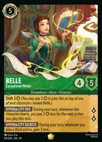 Belle - Exceptional Writer 090 – Hyperia City, Lorcana card (English)