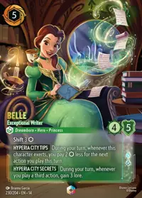 Belle - Exceptional Writer 230/204 – Hyperia City, Lorcana card (English)