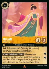 Mulan - Reflecting 016 – Rise of the Floodborn, Lorcana card (English)
