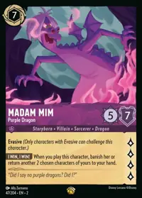 Madam Mim - Purple Dragon 047 – Rise of the Floodborn, Lorcana card (English)