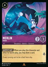 Merlin - Rabbit 052 – Rise of the Floodborn, Lorcana card (English)