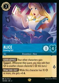 Alice - Growing Girl 137 – Rise of the Floodborn, Lorcana card (English)