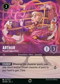 Arthur - Wizard's Apprentice 207/204 – Rise of the Floodborn, Lorcana card (English)