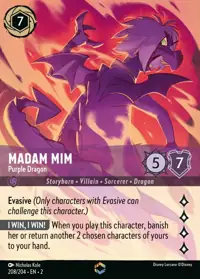 Madam Mim - Purple Dragon 208/204 – Rise of the Floodborn, Lorcana card (English)
