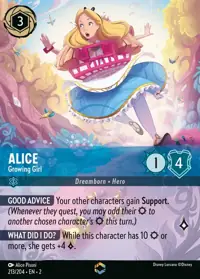 Alice - Growing Girl 213/204 – Rise of the Floodborn, Lorcana card (English)