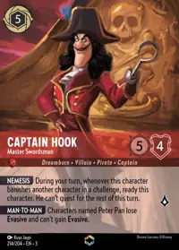 Captain Hook - Master Swordsman 214/204 – Into the Inklands, Lorcana card (English)