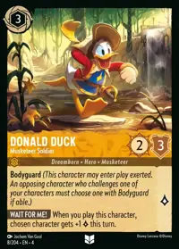 Donald Duck - Musketeer Soldier 008 – Ursula's Return, Lorcana card (English)