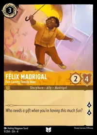 Félix Madrigal - Fun-Loving Family Man 009 – Ursula's Return, Lorcana card (English)