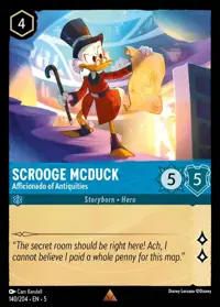 Scrooge McDuck - Afficionado of Antiquities 140 – Shimmering Skies, Lorcana card (English)