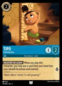 Tipo - Growing Son 157 – Shimmering Skies, Lorcana card (English)