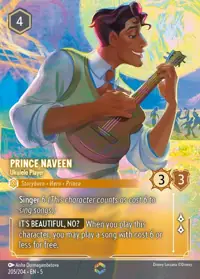 Prince Naveen - Ukulele Player 205/204 – Shimmering Skies, Lorcana card (English)