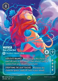 Mufasa - Ruler of Pride Rock 217/204 – Shimmering Skies, Lorcana card (English)