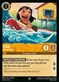 Lilo - Escape Artist 002 – Azurite Sea, Lorcana card (English)