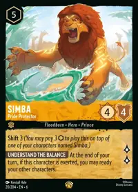 Simba - Pride Protector 020 – Azurite Sea, Lorcana card (English)