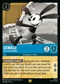Oswald - The Lucky Rabbit 142 – Azurite Sea, Lorcana card (English)