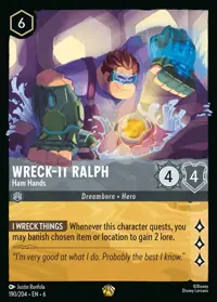 Wreck-It Ralph - Ham Hands 190 – Azurite Sea, Lorcana card (English)