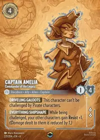 Captain Amelia - Commander of the Legacy 221/204 – Azurite Sea, Lorcana card (English)