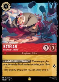 Ratigan - Nefarious Criminal 143 – Archazia’s Island, Lorcana card (English)