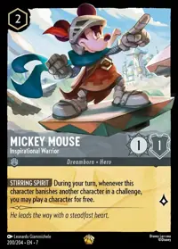 Mickey Mouse - Inspirational Warrior 200 – Archazia’s Island, Lorcana card (English)