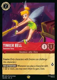 Tinker Bell - Insistent Fairy 136 – Reign of Jafar, Lorcana card (English)