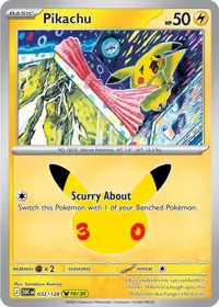 Pikachu 032/128 – 30th Celebration (30C), Pokémon card (English)