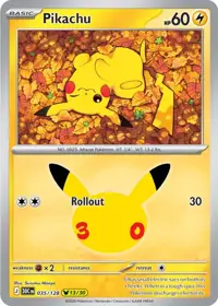 Pikachu 035/128 – 30th Celebration (30C), Pokémon card (English)