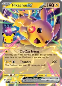 Pikachu ex 054/128 – 30th Celebration (30C), Pokémon card (English)