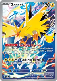 Zapdos 133/128 – 30th Celebration (30C), Pokémon card (English)