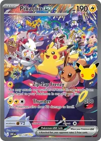 Pikachu ex 150/128 – 30th Celebration (30C), Pokémon card (English)